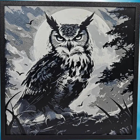 Moonlit Silver Owl
