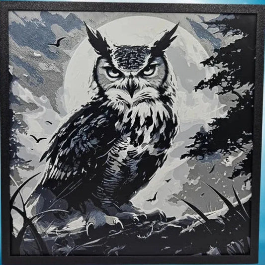 Moonlit Silver Owl