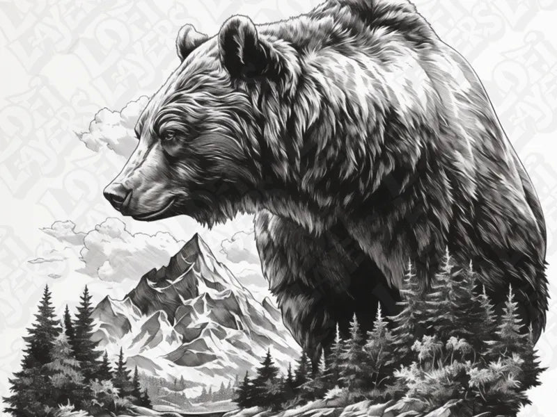Grizzley Bear Monochrome