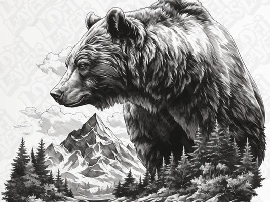 Grizzley Bear Monochrome
