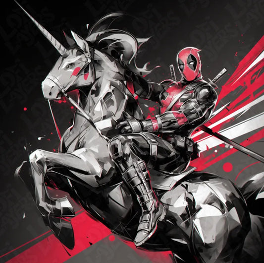 Deadpool Riding Unicorn Color Pop