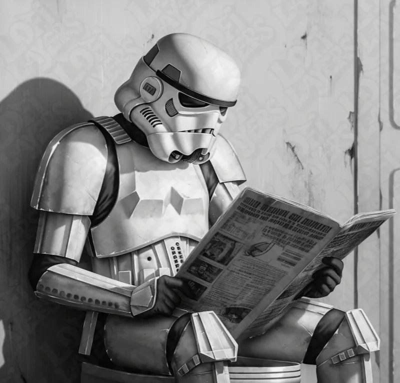 Stormtrooper in the Bathroom Monochrome